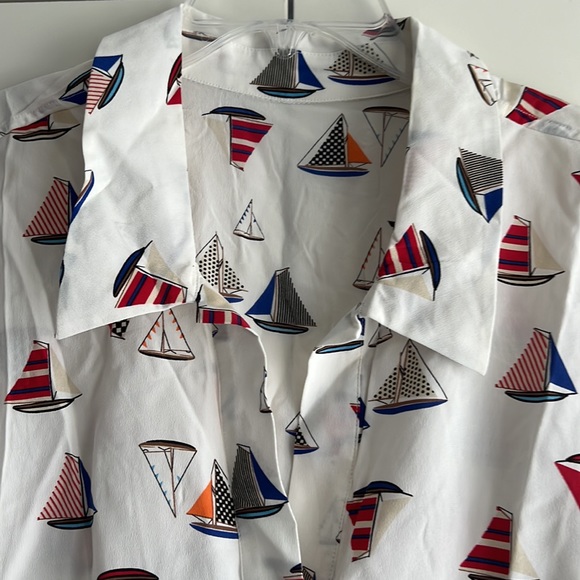 EQUIPMENT FEMME Nautical Sailboat Print 100% Silk - Picture 3 of 8